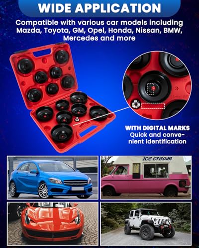 SIXIWANZI Oil Filter Socket Set, 15pc Oil Filter Wrench set for Easy Access