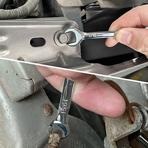 SPEEDWOX Mini SAE Wrench Set, 10-Piece, Open/Box End, Made of High Carbon Steel, Heat Treated for Strength and Durability | Open End and Box End Combination Spanner, Storage Pouches and Key Chains for Assembling Furniture Small Equipment - size: Combinati
