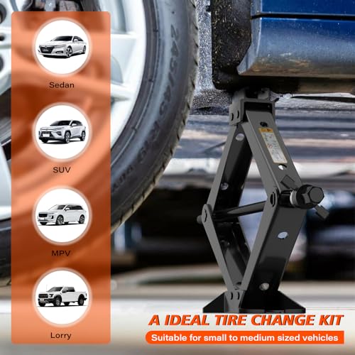 IMAYCC 3 Ton Scissor Jack for Car/SUV/MPV - Heavy Duty High Lift Car Jack kit with Ratchet Wrench, Portable Emergency Tire Change kit with Wheel Wrench.