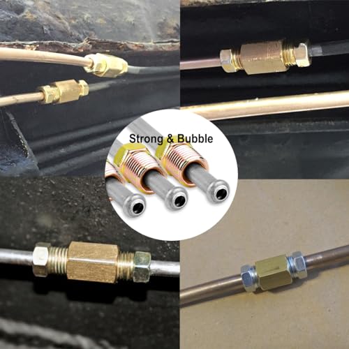MuHize 6 Inches Heavy Duty Brake Line Kit - 3/16" Stainless Steel Tube with Bubble Flared Ends, 6 Fittings & 2 Unions for Replacement - color: White, size: 6 Inch