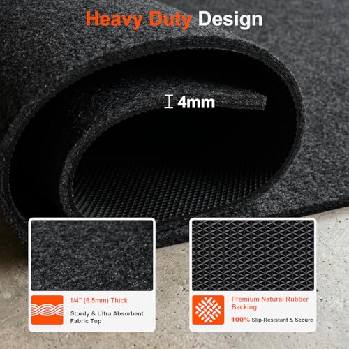Heavy Duty Garage Floor Mat Under Car 7.9" x16FT Oil Spill Mat for Garage Floor, Extra Thick Absorbent with Anti-Slip Rubber Backing, Reusable Under Car Leak Pad - size: 7.9"x16FT