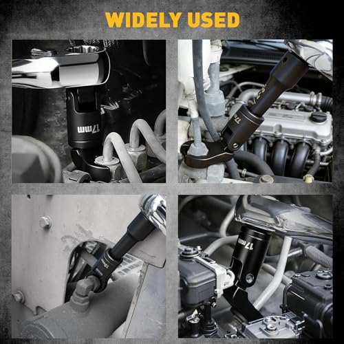 ELEAD 8-Piece Flex Head Crows Foot Wrench Set, Metric 12 14 16 17 18 19 mm with Extension Bar, 3/8" & 1/2" Drive Crowsfoot Line Wrenches Set, Access Fasteners in Tight Spaces - style: 8pcs Flex Head Crowsfoot Wrench Set