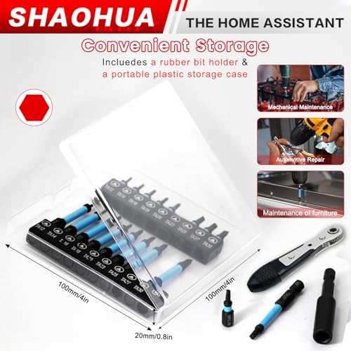 Triangle Screwdriver Bits, 19Pcs Triangle Head Screwdriver Bit Set, 25mm&60mm S2 Steel Magnetic Screwdriver Bits, 1/4" Hex-Shank Security Triangular Bits with Bit Extension Holder and Ratchet Wrench - style: C. Triangle Screwdriver Bits