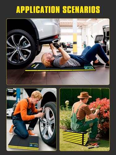 1.2" Extra Thick Foldable Mechanic Mat, Kneeling Pad with Magnetlc Tool Compartment, Waterproof Comfortable EVA Mat with Handle & Storage Belt for Workshop Repairing,Gardening 47.3x17.3x1.2