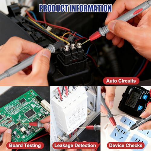 Professional Multimeter Test Leads 1000V 20A, 40.5 Inch, Ultra-Sharp Gold-Plated Test Probes, Volt Meter Leads, Silicone Meter Leads for Fluke, AstroAI, Klein Multimeter and Automotive Testing