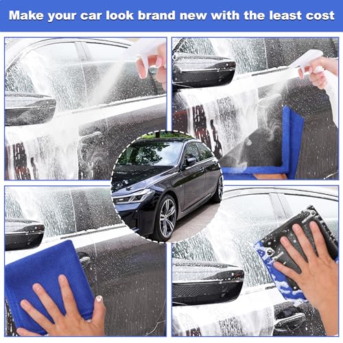 Fine Grade Clay Towel, 2-Pack Clay Bar Alternative for Scratch Free Auto Detailing & Polishing, Paint Safe Microfiber Mitt (11.3x11.9 Inch)