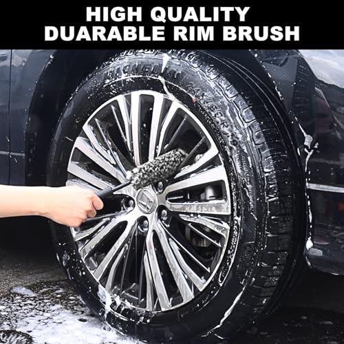 Car Wheel Brush kit, Tire Brush, Wheel Cleaner Brush, Soft-bristled Rim Cleaner Brush, Car Detailing Brushes, Wheel Brushes for Cleaning Wheels,Tires, Car Cleaning Brush Supplies Kit - color: Black