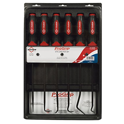 Mayhew Tools 13095 ProGrip 6-Piece Long Pick Set, Black Oxide Finish - size: 6 Piece Set, style: Long Pick Set