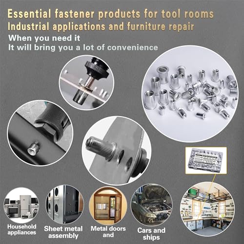 ASKWAY Metric Rivet Nut Tool Set 580pcs Threaded Rivet Nut Tool Kit | Carbon steel rivet nuts (M8, M6, M5, M4, M3), including rivet nut installation tools for easy and quick installation