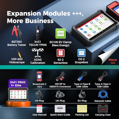 Launch X431 PRO3 V+ Elite, 2026 Bidirectional Scan Tool with J2534 Protocol | Online Coding, Topology Map 60 Service Diagnostic Scan Tool,3000+ Active Test Scanner for Car, DoIP D-PDU FCA, 2-Year Update