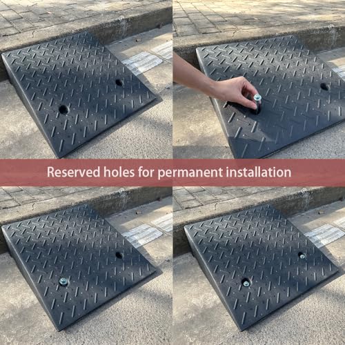 2 Pack Driveway Curb for Ramps, Portable Heavy Duty Rubber Shed, Suitable for Cars, Bicycles, Motorcycles, Wheelchairs, Lawn Mowers, Mobile Pets (19.7 x 19.7 x 6 Inch) - size: 6" Rise