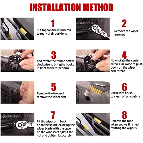 Gashwer Battery Terminal and Wiper Arm Puller Tools, Windshield Wiper Arm Removal Tool, Heavy-Duty Arm Bearing Remover Puller Repair Tool