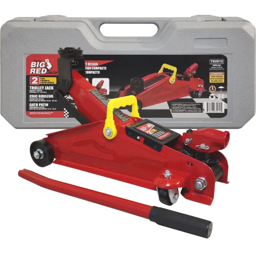 Big RED TAM82012 Torin Hydraulic Trolley Service/Floor Jack with Blow Mold Carrying Storage Case, 2 Ton (4,000 lb) Capacity, Red - style: 2 ton floor jack