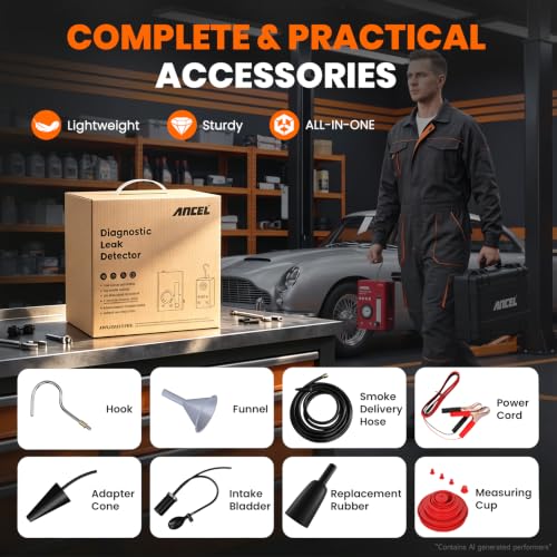 ANCEL S3000-US Automotive Smoke Machine Leak Detector with Built-in Air Compressor, Smoke Tester Automotive for EVAP, Vacuum, Fuel System with Pressure Gauge & Adjustable Flowmeter