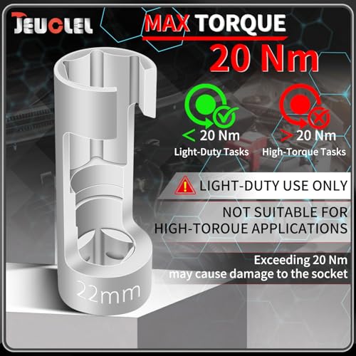9PCS 10-22mm 3/8" 1/2" Diesel Injector Fuel Line Socket Wrench Set | Flare Nut Socket, Fastener Bent Pipes, Wired Temperature Sensors, EGT Sensor, Thermo Switches, ABS Tubes, Strut Nut Extractor