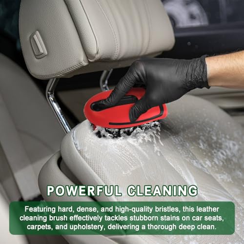 Carpet and Upholstery Cleaning Brush, Stiff Bristle Carpet Detailing Scrubber Brush, Multi-Functional Car Detailing Scrub Brushes, Cleaning Brushes for Car and Home Couch Floor Mats (Red) - color: Red