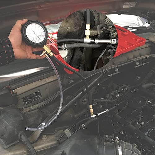 0-140 PSI Automotive Fuel Pressure Tester Kit for Gasoline Engines | For gasoline engines; 1/4 in and M6 test hoses with M8, M10, M12 and M14 adapters; not for diesel or direct injection
