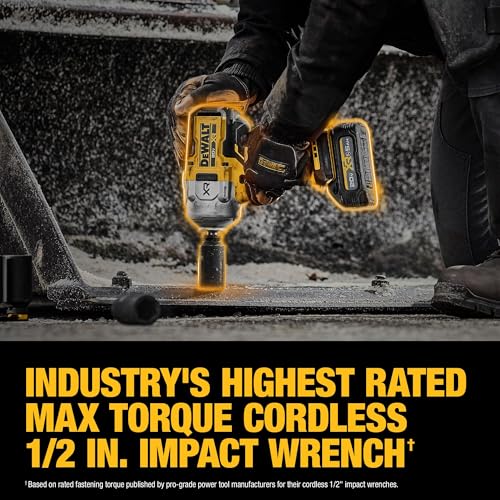 DEWALT 20V MAX XR 1/2 Inch Cordless Impact Wrench Kit with Hog Ring Anvil, Battery and Charger Included (DCF961GP1) - style: Kit with Battery