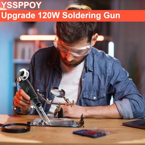 Soldering Gun Kit, Upgrade 120W Adjustable Temp Multi-Function Soldering Iron Set, Soldering Iron Kit for Electronics Welding Repair (11-Piece Set) (Black)