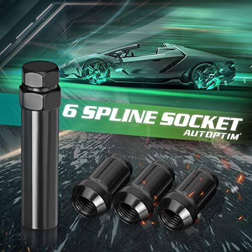 AUTOPTIM 6 Spline Lug Nuts Socket Key | 19mm Hex Socket for Large Diameter Lug Nuts (M14X1.5 M14x2.0 9/16" x18) 6 Point Tuner Key Tool 1pc - color: Black, size: 6 Spline(Large), style: 1 Pcs