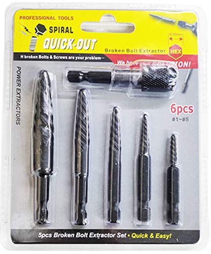 6 PCS Broken stud extractor kit Damaged Screw Extractor Set with 1/4 Quick Change Arbors Tool Kit Fine Thread Bad Screw Stud Remover - color: 6 Pcs-coarse Thread