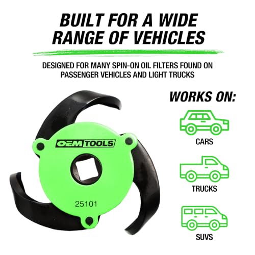 OEMTOOLS 3 Jaw Magnetic Oil Filter Wrench Fits 2.4"-3.6" Filters 3/8" Drive | Universal Oil Filter Wrench, Heavy Duty Oil Filter Remover, 3/8-Inch Drive for Tight Spaces