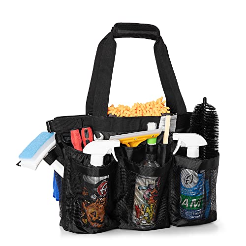 HODRANT 5 Gallon Bucket Organizer with Anti-fall Hooks & Buckle | Car Wash Bucket Caddy with Mesh Pockets, 5 Gallon Cleaning Tools Bag for Home, Auto, Garden & Fishing