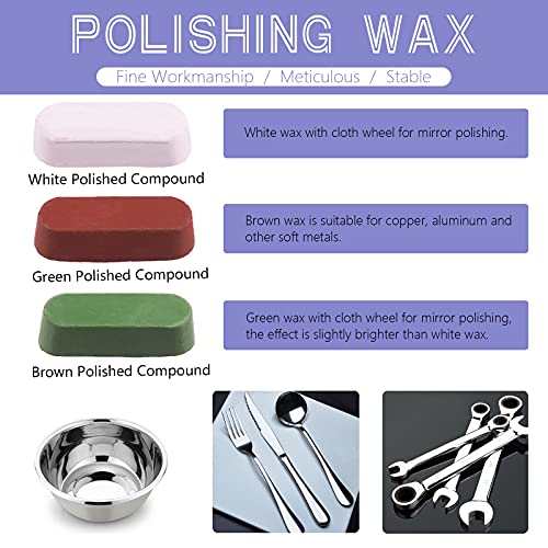 Swpeet 7Pcs 4" Buffing Polishing Wheels Polish Pad 8Pcs Kit with 3Pcs Polishing Compounds and 1/4" Drill Shank, White Cotton(50Ply)/ Yellow Cotton(36Ply)/Flannel(30Ply)/Denim Wheels for Bench Grinder - style: NO.9 Buffing Polishing Wheels