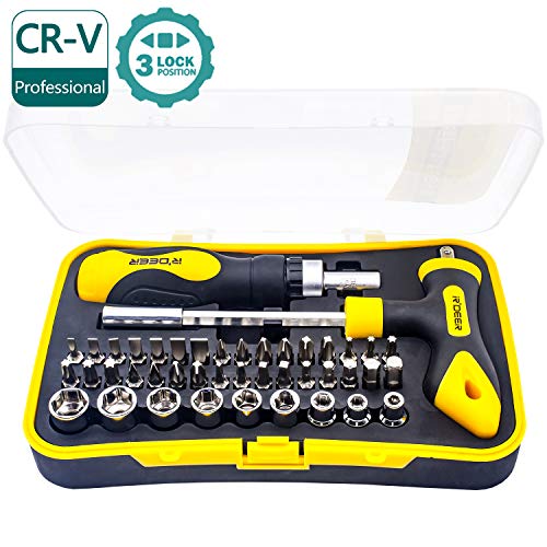 43 in 1 Ratchet Screwdriver Set R'deer T-handle Multifunction Nut Driver Socket Manual Repair Tools Kit