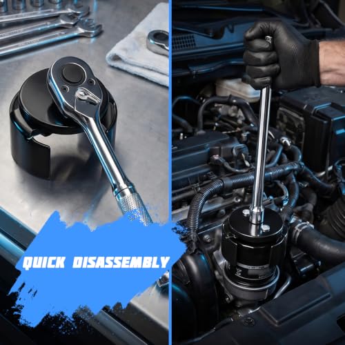 Car Oil Filter Wrench, Adjustable 2 Jaw 3/8'' Drive Vehicle Fuel Filter Spanner Removal Tool, 2.75 to 3.86 Inch Cap Style Automotive Oil Filtering Wrench, Universal for SUV RV Truck