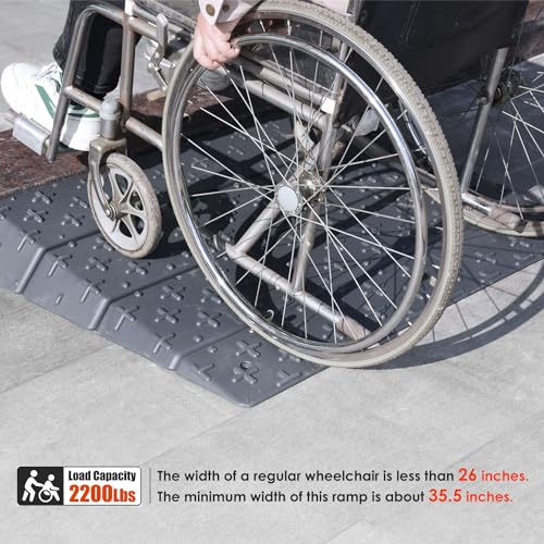 1", 2", 3", 4" inch Rise Assemble Threshold Ramp, 4-Piece Design Durable HDPE Extensible Doorway Ramps, Detachable Portable Wheelchair Ramps (1"-4" Assemble Ramp)