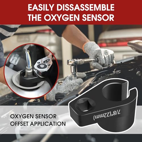 5PCS O2 Oxygen Sensor Socket Set, 1/2 & 3/8 in Drive, 7/8 in (22mm), Premium Removal Tool with Thread Chasers & Offset Wrenches, Heavy-Duty Automotive Kit for Easy Installation & Repair