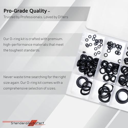 StandardAutoPart Silicone Universal Black O-Ring Sealing Gasket Washer Seal Assortment Set for Automotive & General Plumbling and Faucet Repair (225Pcs) - style: 225Pcs