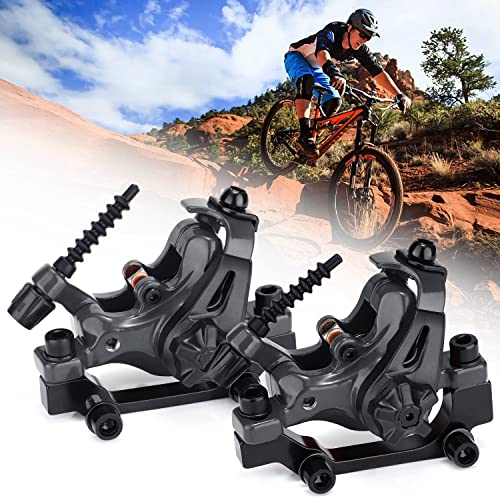 TOBWOLF 1 Pair Mechanical Disc Brake Kit, MTB Front & Rear Disc Brake Caliper with 160mm Rotor, Dual Piston Mechanical Brake Set, Bicycle Accessories for Mountain Bike, Road Bike, BMX - Black - color: Mechanical Disc Brake Set - Dual Piston (Black)