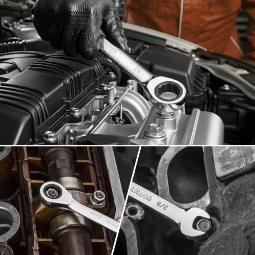 YOUNGPOWER 22-Piece Ratcheting Wrench Set, SAE & Metric, 1/4"-3/4" & 6-18mm | Chrome Vanadium Steel, Mirror-Polished, Corrosion Resistance, 72-Tooth with 5-Degree Swing Arc, Storage Case, Engine Repairs - size: 1/4"-3/4" & 6-18mm
