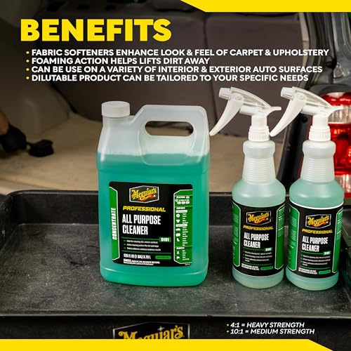 Meguiar's D10101 All Purpose Cleaner, Versatile Car Detailing Cleaner Ideal for Both the Interior and Exterior Vehicle Surfaces, Foaming Action Lifts Dirt from Leather, Carpet, Upholstery, and Vinyl