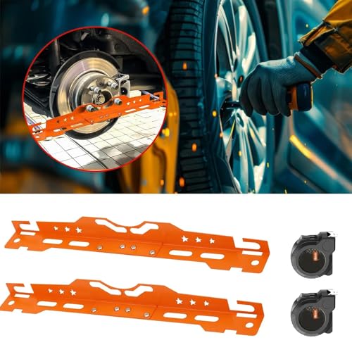 Wheel Alignment Tool with 2 Tape Measures Wrench | Rust-proof stainless. Measures camber/toe. Fits cars, SUVs, trucks w/ 14/16mm nuts. Orange. - color: Orange