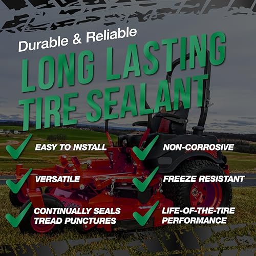 FlatOut Tire Sealant Outdoor Power Equipment Formula - Prevent Flat Tires, Seal Leaks, Contains Kevlar, 32-Ounce Bottle, 4-Pack… - size: 4-Pack (128 oz)