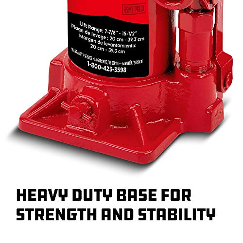 Powerbuilt Heavy Duty 8 Ton Bottle Jack, 16000 Pounds Capacity Hydraulic Vehicle Lift with Stable Base, Lifting Range: 7-1/2-Inch to 15-1/2-Inch - 647527, black