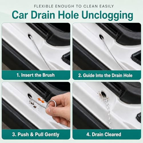 2 Pack 80 Inch Flexible Sunroof Drain Cleaning Tool, Long Brush for Car Sunroof Tube, Ice Maker, Refrigerator, AC Line, Windshield Hole and Narrow Pipes - style: 80 in