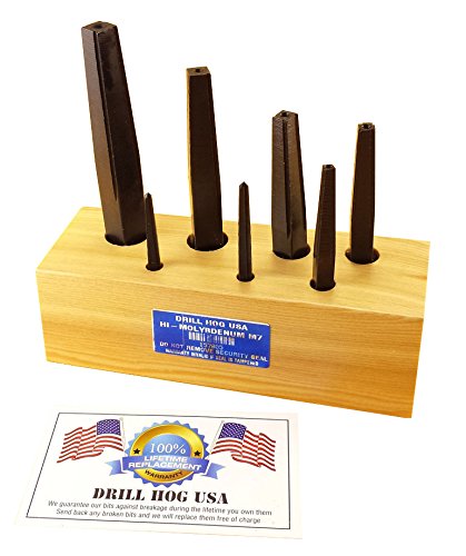 Drill Hog 7 Pc Square Easy Out Set Round Screw Extractor