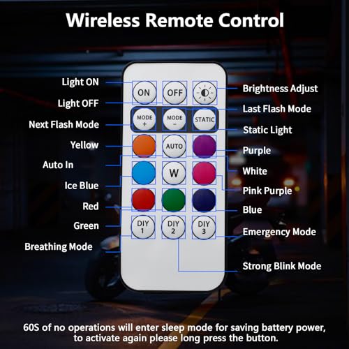 LECART 4 Pcs Magnetic Led Strobe Lights with Remote Control 8 Colors Wireless Led Anti Collision Lights Rechargeable Emergency Strobe Warning Flashing Lights for Cars Motorcycle Bike Drone Scooter