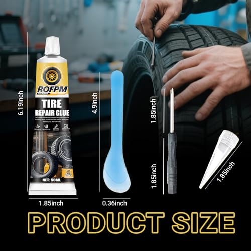 Tire Repair Glue Kit, 100ml Tire Repair Adhesive Black, Strong Bonding Professional Rubber Cement for Car, Motorcycle, Jeep, Truck, Rc (1.69floz *2)