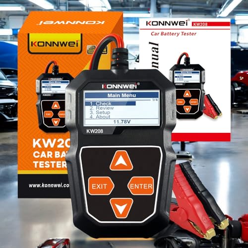 KONNWEI KW208 Car Battery Tester 12V,100-200 CCA Load Analyzer and Alternador Diagnostic Tool, Professional Battery Health Check for Cars and Trucks