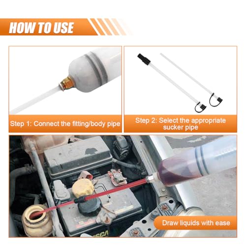 BDZMC 500CC Automotive Fluid Extractor, Oil Change Syringe with Hose, Suction Vacuum Fuel Car Transfer, Manual Oil Transfer Pump, Oil Extraction & Filling Pump