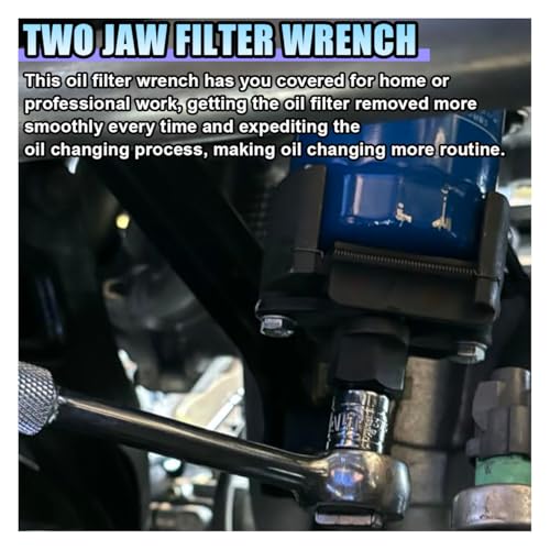 Adjustable Oil Filter Wrench Removal Tool, 60-80 mm (2.36-3.15 inch) Heavy Duty Oil Filter Tool with 2 Serrated Jaws, 1/2" Drive Cap Style Oil Filter Socket Wrench, Oil Filter Remover Tool (60-80 mm)