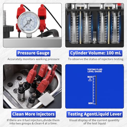 BELEY V209 GDI Injector Cleaner Tester Machine Heated Ultrasonic Fuel Injection Systems Cleanning 4-Cylinder 110V for PIEZO/EFI/FSI Gasoline Diesel,Motorcycle - size: GDI/PIEZO V209