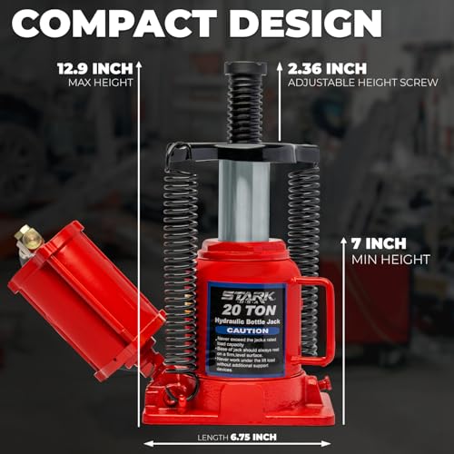 Stark USA 20-Ton Portable Hydraulic Bottle Jack Air-Operated Pneumatic Lift Low Profile Manual Air Jack, Auto Truck Travel Trailer Repair (44000 LBS) - size: 20 Ton Pneum Low Profile