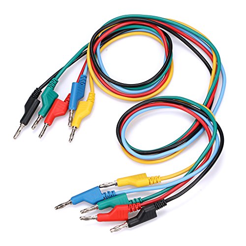 Sumnacon 5Pcs 4mm Banana to Banana Plug Test Leads for Multimeter,3.3Ft/1M | 1000V/15A Flexible Stackable Stackable Banana Plug Wire Test Cable Lead for Electrical Testing - size: 1 m
