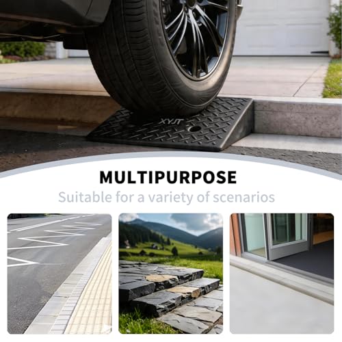 Rubber Curb Ramps for Driveway Sidewalks Shed Entry 2 Inch Rise Height 2 Pack 19.68" L x 9.84" W Threshold Ramp for Cars Motorcycles Lawn Mowers 7000lbs Load Capacity - size: 2''Height